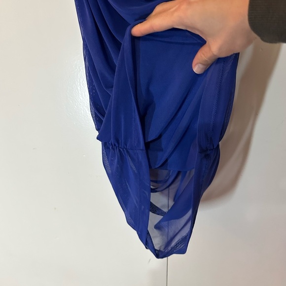 NWT Good American Women's Mesh Ruched Maxi Skirt in Capri Blue Size XL - Picture 6 of 14